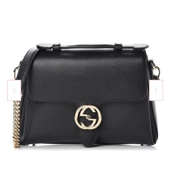 GUCCI Dollar Calfskin Interlocking
GG Top Handle Shoulder Bag Black authentic - Picture 3 of 16